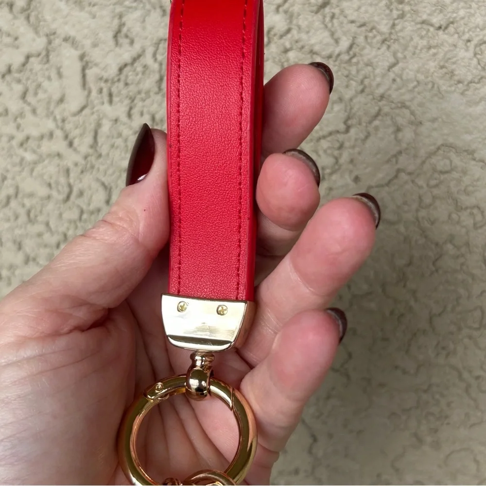 Adorable Red & Black Minnie Leather Keychain/Bag Charm